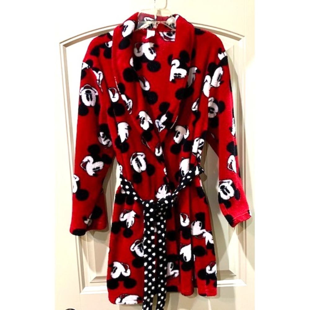 Disney Mickey Mouse Small Bath Robe Red Lounge Boy Or Girl Soft See Measurements